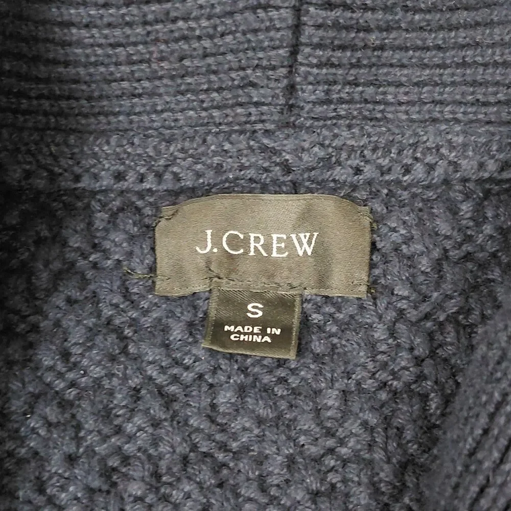 J. Crew Classic Shawl Collar Chunky Knit Cardigan Sweater Mens Small Navy Cotton